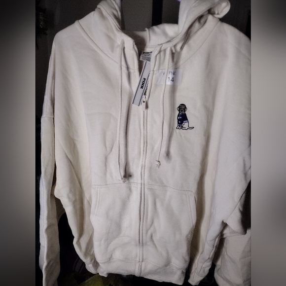 NWT PINK Cream Color Full Zip Hoodie XL - Picture 5 of 8